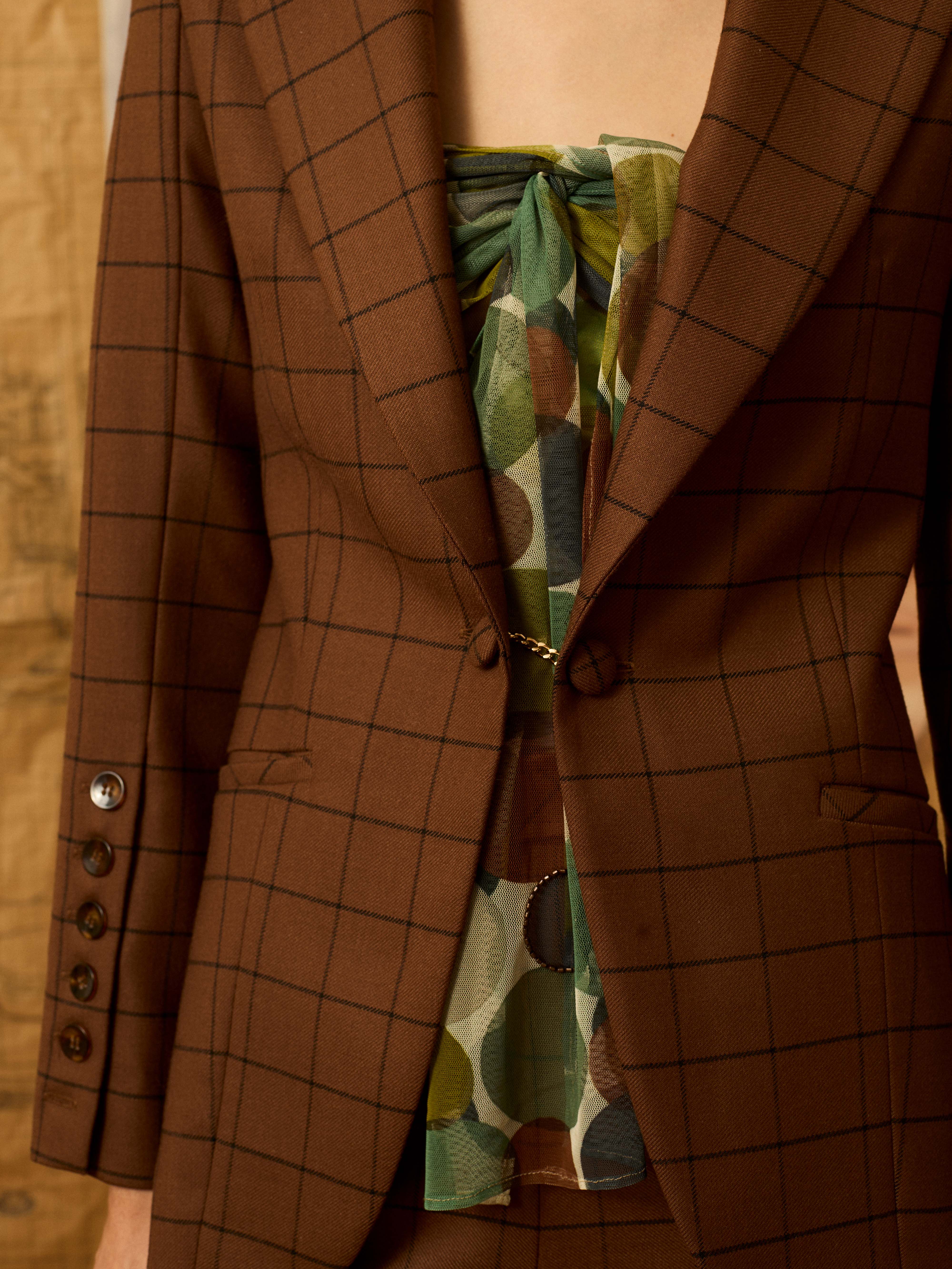 Blazer marrón de cuadros