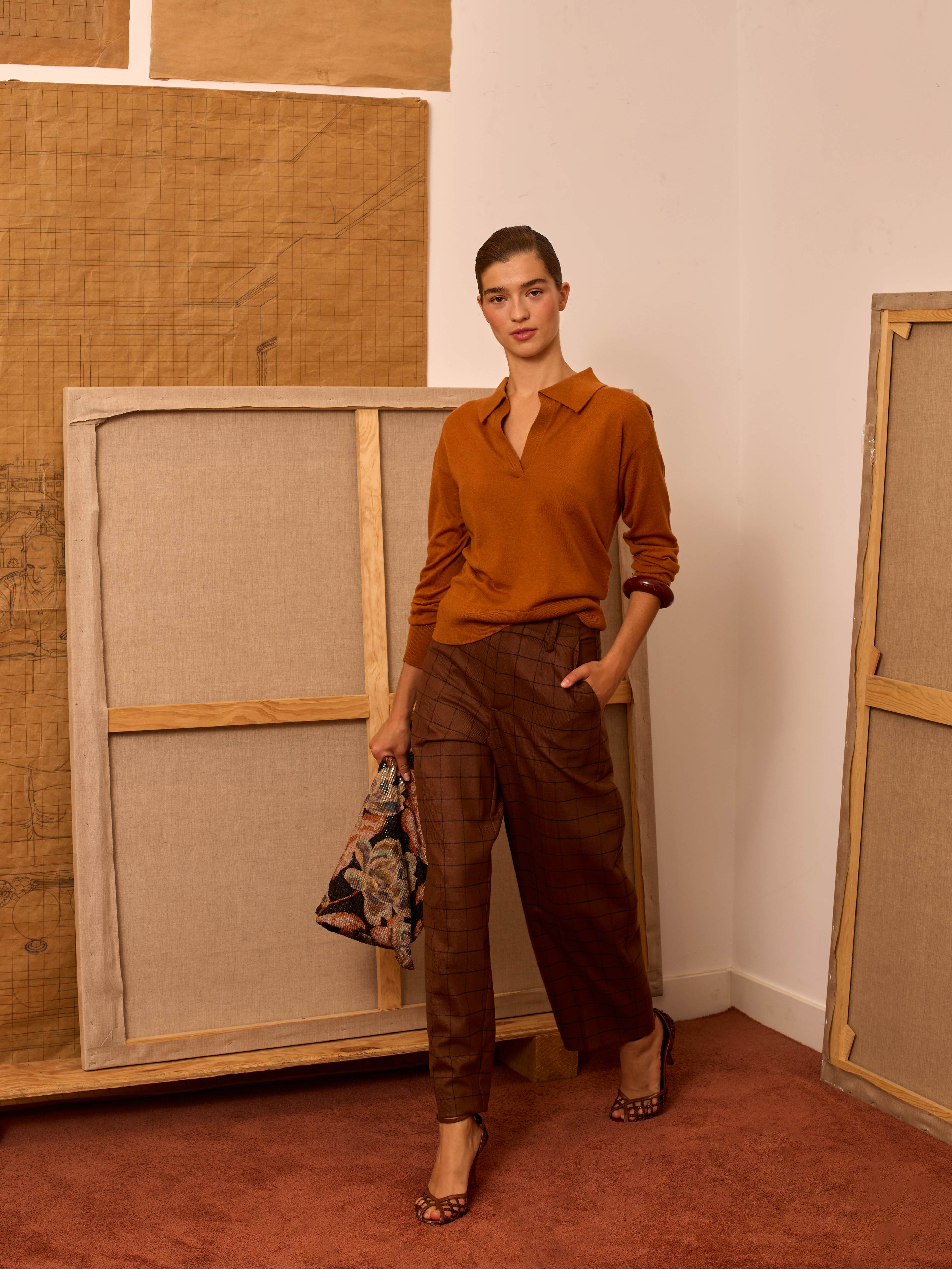 Polo de punto color naranja