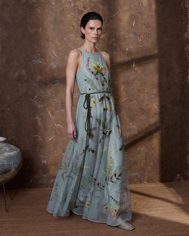 bluish grey dress Elegant Gray Blue Evening ET3010 Size 20W / Blue gray shade Bluish-gray embroidered tulle dress 