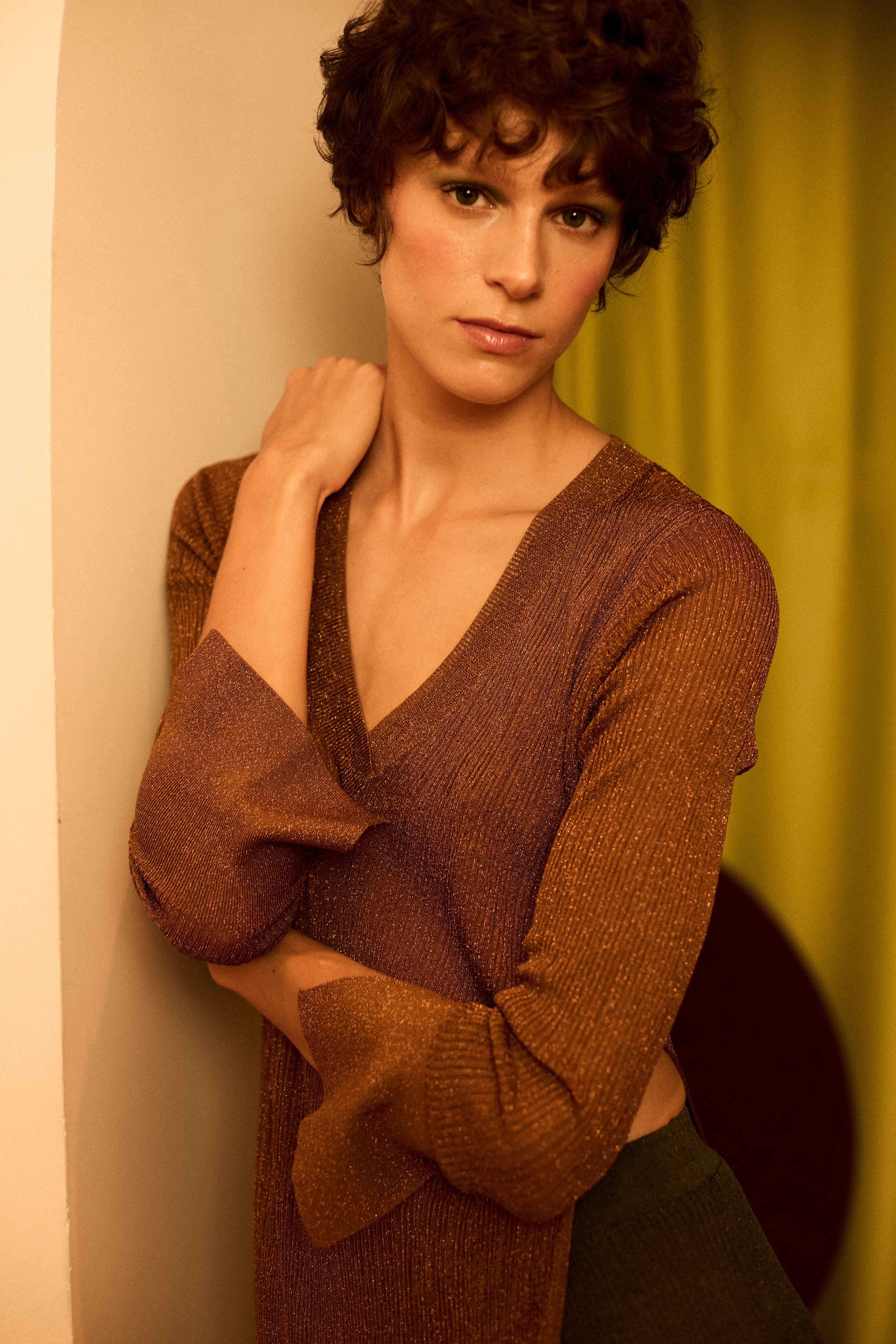 Jersey largo lurex cobre