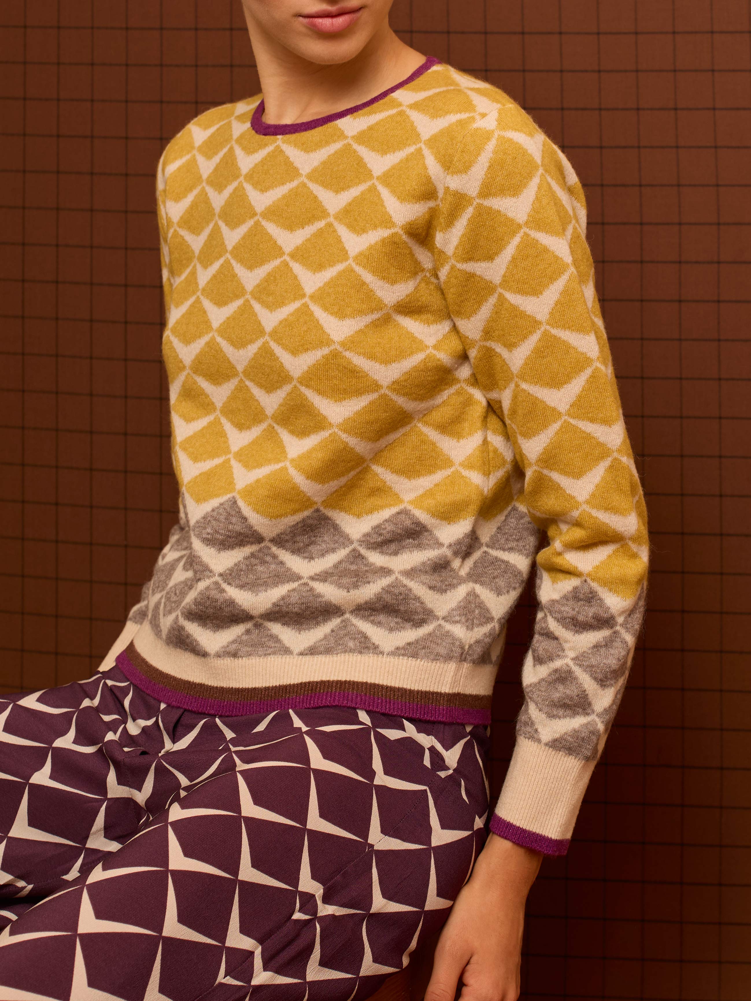 Jersey greca de intarsia amarillo