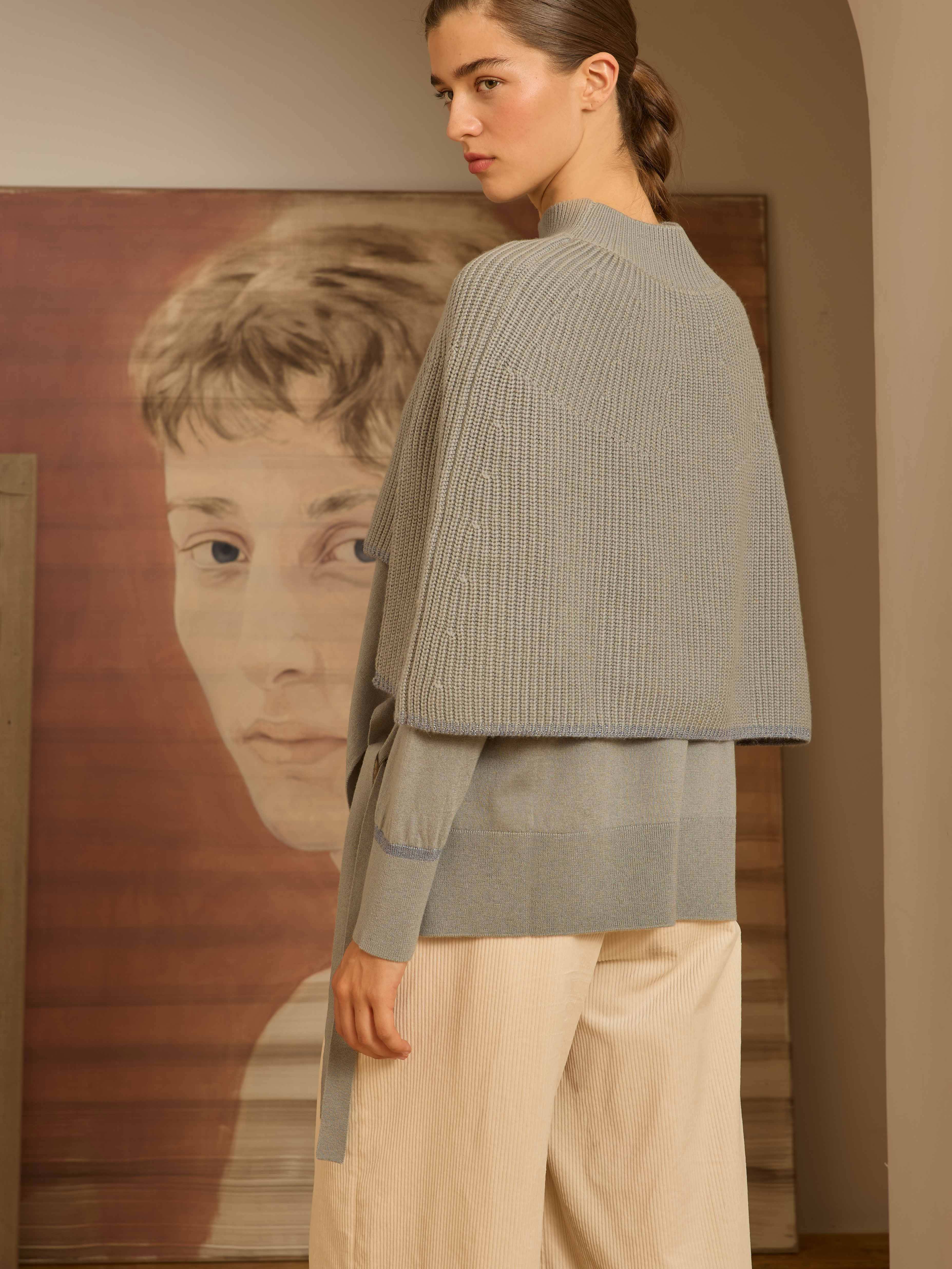 Poncho canalé aguamarina