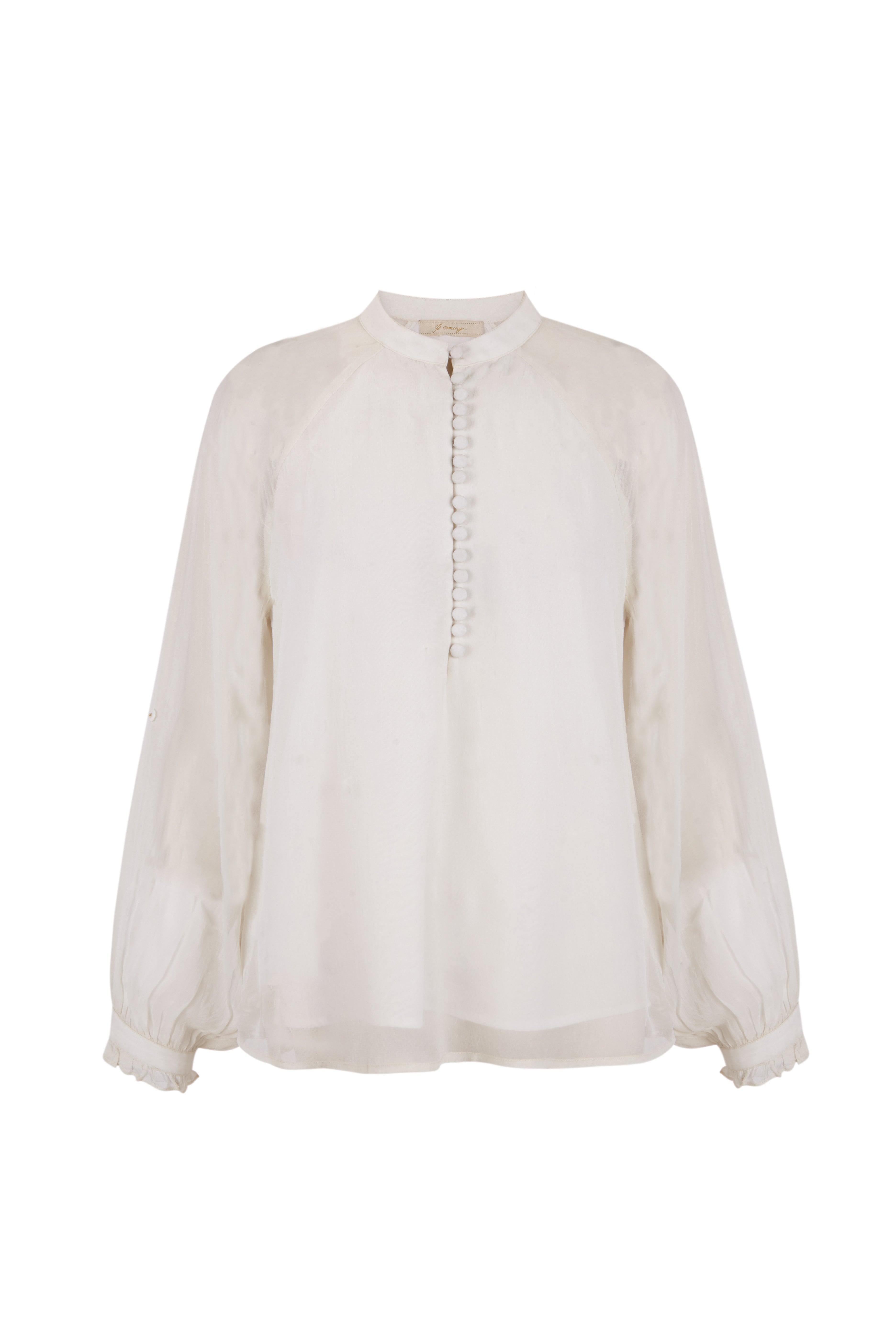 Blusa marfil con botones forrados