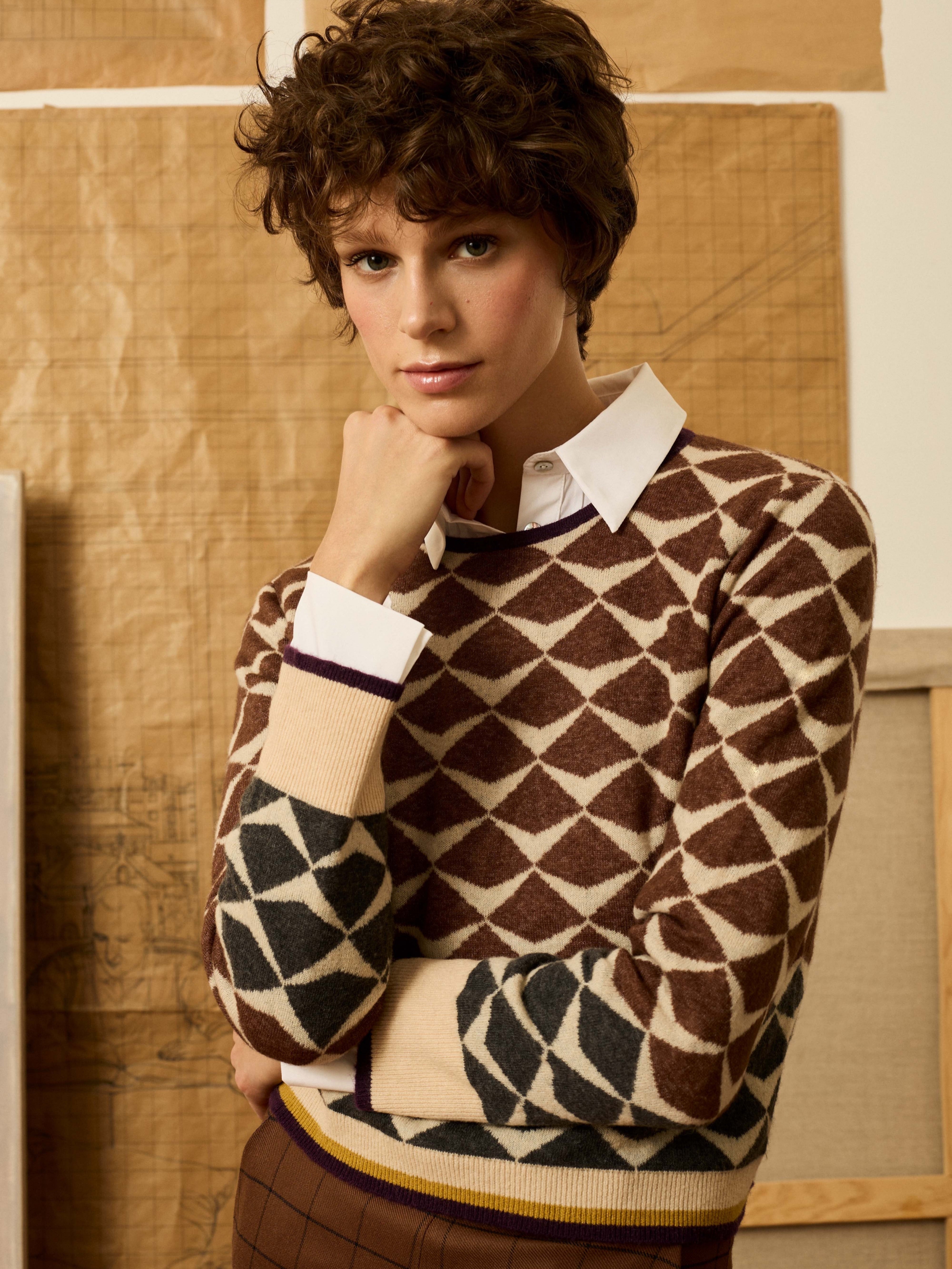 Jersey greca de intarsia marrón